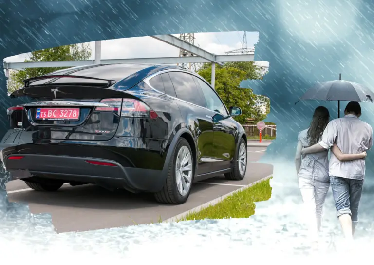 How Does a Tesla Drive In Heavy Rain?